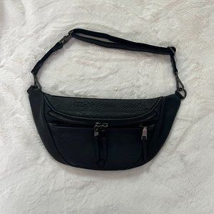 KeriKit Murphy Black Conda Leather Bum Bag, Snakeskin Pattern Waist Bag